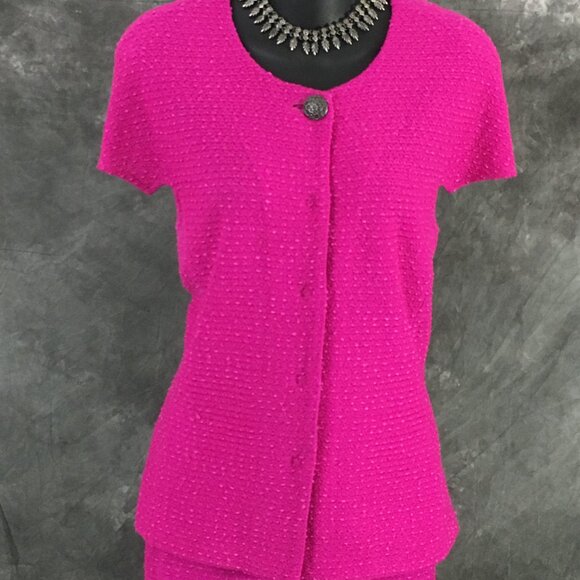 BEAUTIFUL St John knit pink jacket skirt suit size 6 - Picture 5 of 11